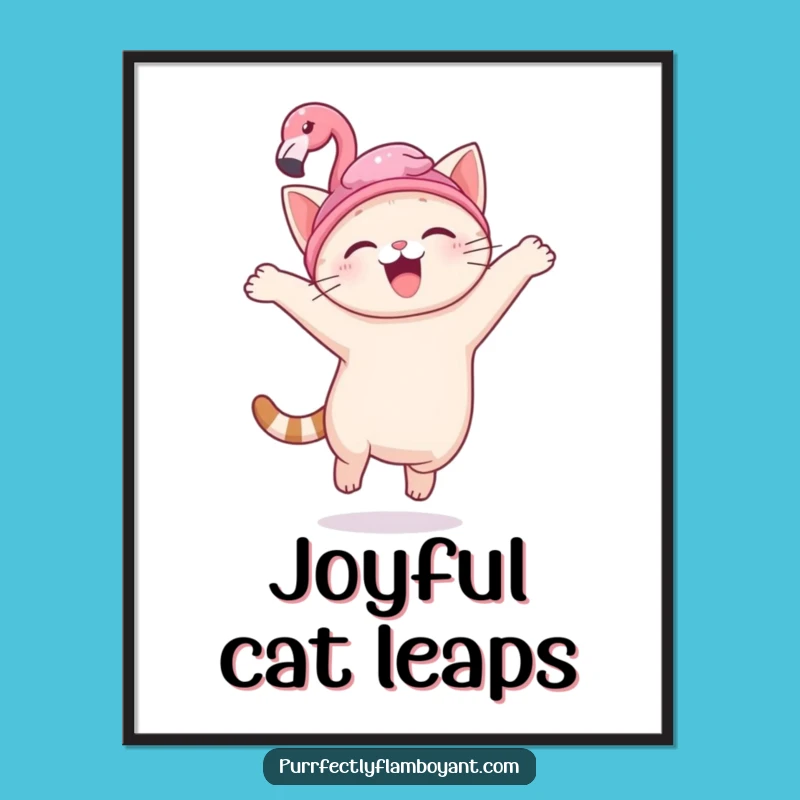 Funny Kawaii Cat Flamingo Hat Print, Instant Joy & Perfect Funny Gift Decor
