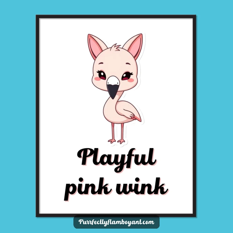 Funny Kawaii Flamingo Cat Ears Print, Instant Charm & Perfect Funny Gift Decor