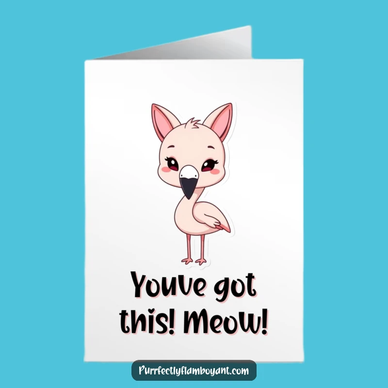 Free Printable Congrats Card: Flamingo Cat Ears Downloadable Gift