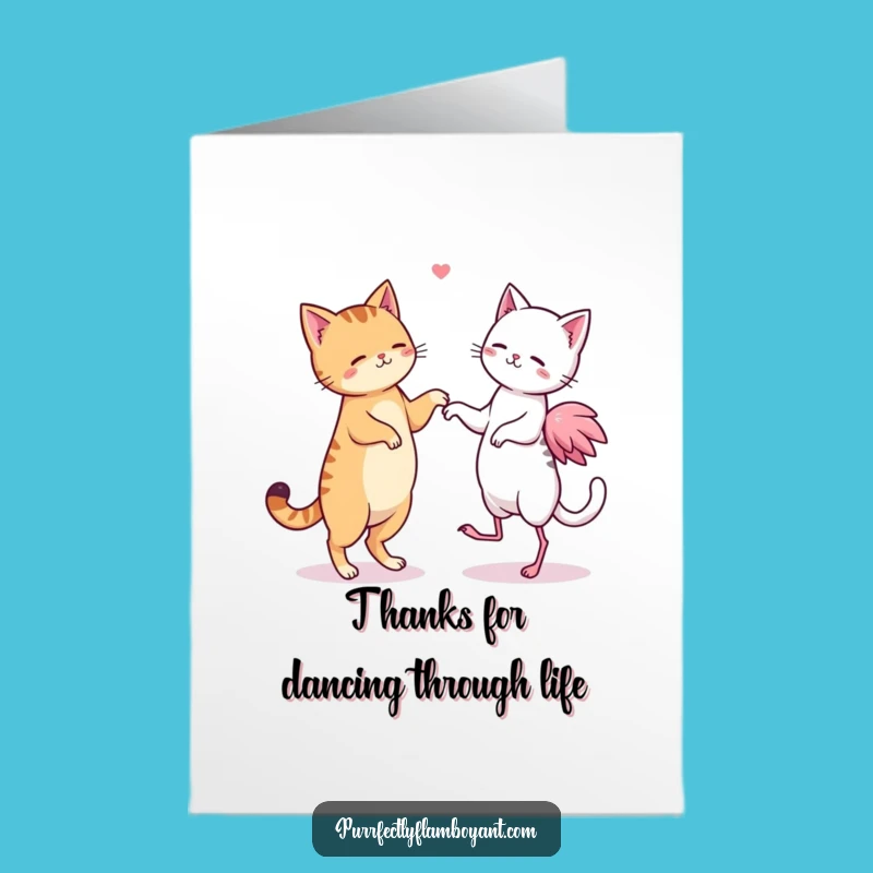 Free Printable Thank You Card: Cats Flamingos Dance Downloadable Gift