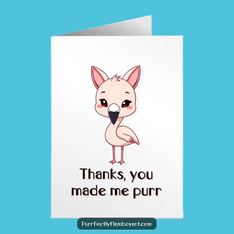 Free Printable Thank You Card: Flamingo Cat Ears Downloadable Gift